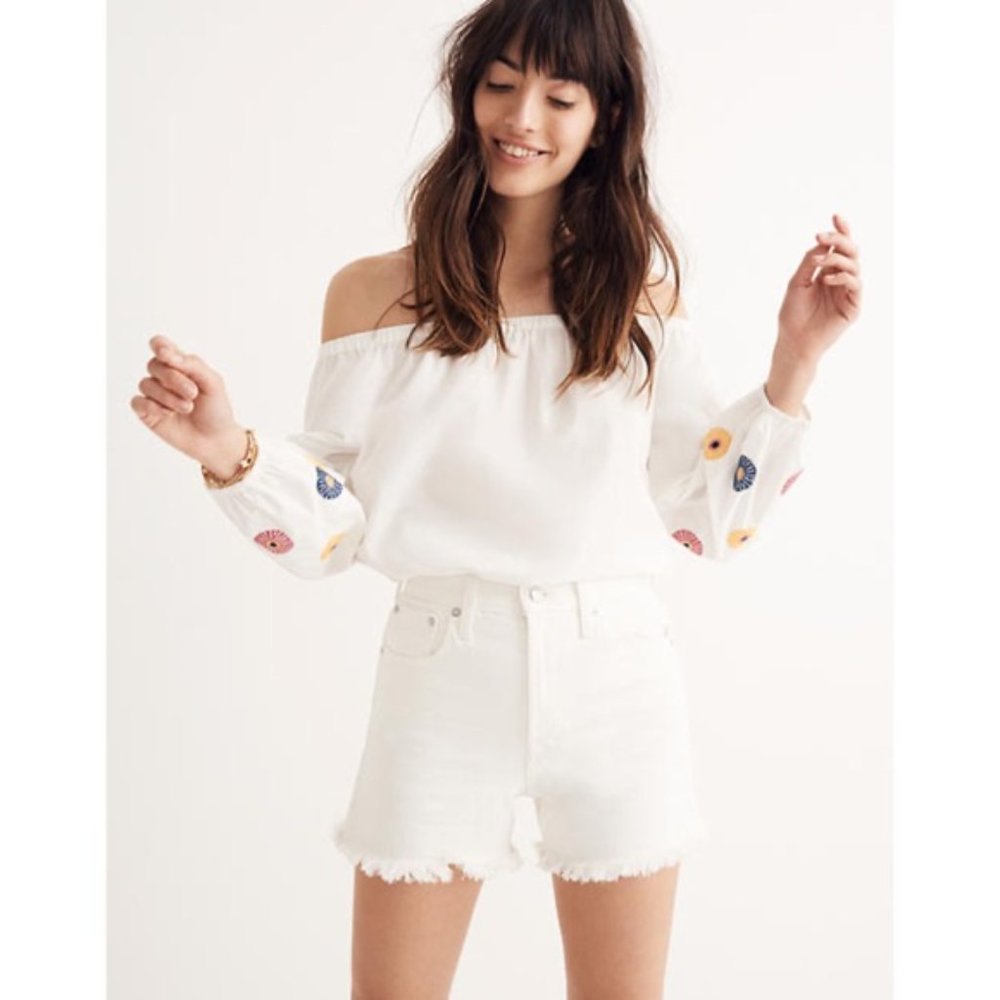 Madewell Embroidered Off The Shoulder Top - Picture 1 of 6